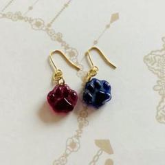 No.160レジン肉球型ピアス【アクアマリン×アメジスト】