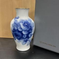 OKURA CHINA 花瓶 ブルーローズ