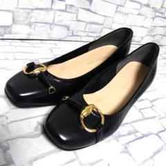 美品✨トゥルー トラサルディ 24 パンプス 金具 ローファー ブラック