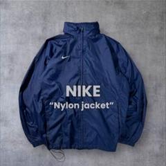 NIKE ナイキ 古着 ナイロンジャケット 刺繍ロゴ フード収納  ネイビーXL NIKE ナイキ 古着 ナイロンジャケット 刺繍ロゴ フード収納