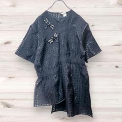 H&M エイチアンドエム (XL) カットソー ブラウス シア ブラック