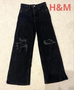 【H&M】ブラックデニム　ダメージ　デニム　子供　キッズ　134 130 140