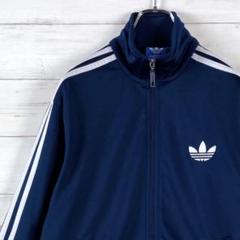 80ｓ ａｄｉｄａｓ ワンポイント トラックジャケット 復刻 紺白 Ｍ 80s USA製 adidasアディダス ジャージ 紺×白 M☆トラック