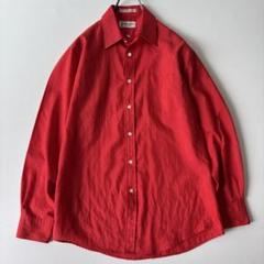 【超希少/総柄】イブサンローラン ドレスシャツ L 刺繍ロゴ レッド 90's