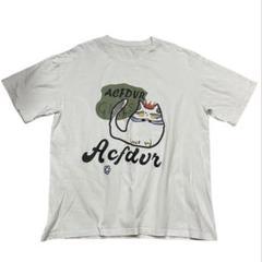 ACFDVR 猫イラスト Tシャツ 可愛い ホワイト Mサイズ相当