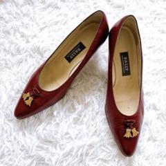 ✨希少✨バリー ヴィンテージ パンプス レザー ボルドー ゴールド金具 ロゴ入