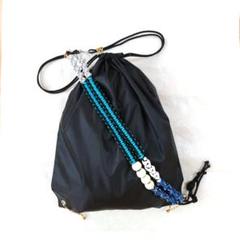 ナップサック　ブラック　ハンドメイド　パラコード　2way ナイロン　Y2K ナップサック ブラック ハンドメイド パラコード 2way ナイロン