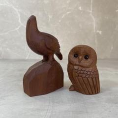 木製フクロウの彫刻オブジェ①★木彫りのふくろう置物★OWL★小泉順子さん製作 木製フクロウの彫刻オブジェ②☆木彫りのふくろう置物☆OWL