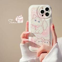 iPhoneケース ねこ 猫 ピンク iPhone15 リボン ソフト ソフト