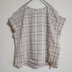 【Lugnoncure】（F）タータンチェック袖タックブラウス/可愛い/涼しげ