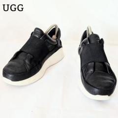 良品◎UGG LIBU 厚底 スニーカー 本革 レザー ブラック 23.5cm