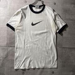 90s NIKE スウッシュ リンガーTシャツ 白×黒 S USAファブリック