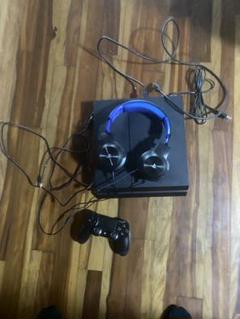 青い有線ヘッドセット PS4専用