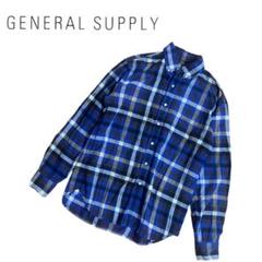 B466◯GENERAL SUPPLY シャツ ネルシャツ チェック L 長袖