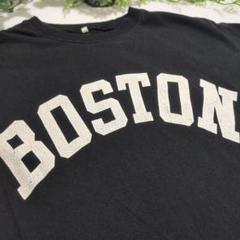 良プリント＆フェイド BOSTON プリント 黒 Tシャツ M
