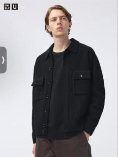 新品未使用品 L UNIQLO U ラムニットジャケット　ブラック UNIQLO U新作】バイカラーラムクルーネックセーター - メルカリ