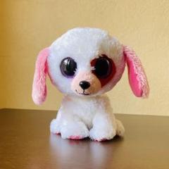 【Ty】タイ　ぬいぐるみ　いぬ　15㎝　ホワイト　ピンク　グリッター　犬