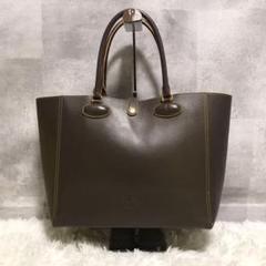 美品 ロエべ トートバッグ レザー ゴールド金具 ブラウン レオ アナグラム