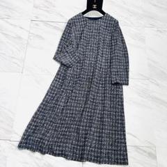 Leilian レリアン13+ ワンピース 大きいサイズ 総柄 極美品☆レリアン Leilian 総柄ブロックワンピース XLサイズ
