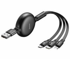充電 ライトニング ケーブル 3in1 巻き取り急速充電高速データ転送 USB
