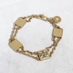 トリーバーチ☆ブレスレット ロゴモチーフ ストーン ゴールド ブランド刻印