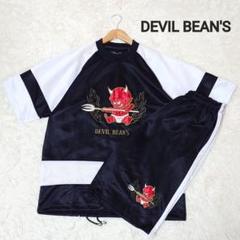 DEVIL BEAN'S【F】90s 刺繍 ジャージ 上下 ブラック✕ホワイト