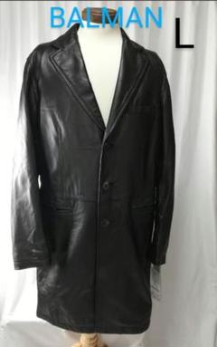 タグ付き BALMAIN(バルマン) メンズラムスキンチェスターコート L BALMAIN - Long black and white chevron wool coat with double