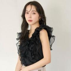 snidel ノースリフリルブラウス　ブラックのサムネイル