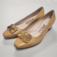 美品❤️フェラガモ チェーン ウェッジソール パンプス 5C(約22-22.5 美品❤️フェラガモ チェーン ウェッジソール パンプス 5C(約22
