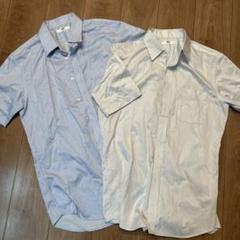 UNIQLO 半袖シャツ 青ストライプ M & 白ストライプ L セット