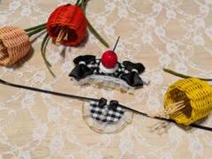 ハンドメイド　ぬいぐるみ　ぬい服 　さくらんぼ付きヘッドドレス　スタイ