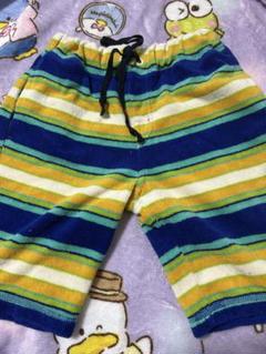 フリースハーフパンツ 青と黄のストライプ FOkids