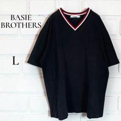 BASIE BROTHERS ビンテージ 90年 VネックTシャツ L 黒