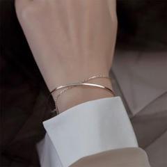シンプル♡　シルバー　二重　ブレスレット　アクセサリー　レディース　高級感