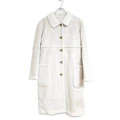 ロングコート 白 LL もこもこ ムートンボア 上品 おでかけ 厚手 秋冬 防寒