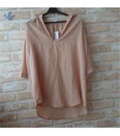 ★大人気★新品★シンプル スキッパー 後ろさがり 七分袖 シャツ★モカ★M