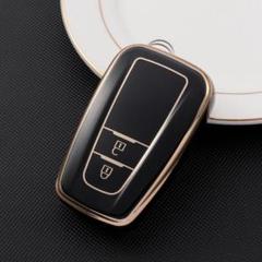 トヨタ スマートキーケース TPU キーカバー 黒金 2ボタン RAV4