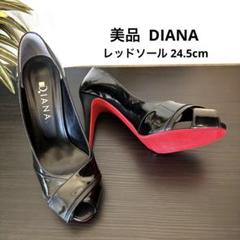 [美品] ダイアナブラック エナメル オープントゥ ハイヒール
