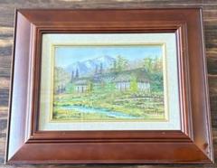 国立秀雄　作　信濃路の民家　6号サイズ油絵　56cm×47cm 額付き 楽天 送料無料にならない 国立秀雄 額付き 56cm×47cm 6号サイズ