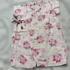 美品♡ミキハウス♡花柄甚平 ロンパース♡５０㎝ ー６０㎝