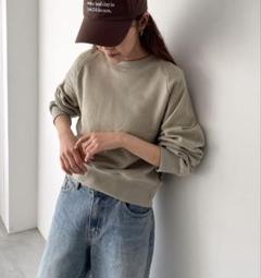 CANAL JEAN】スウェット カットソー セージグリーン ショート丈