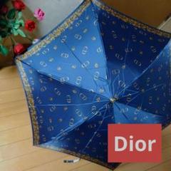 美品クリスチャンディオール長傘雨傘イタリア製グリーンブラック水色トンボ蝶花柄大判 美品クリスチャンディオール長傘雨傘イタリア製グリーンブラック