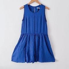 moussy　マウジー　ノースリーブ　ひざ丈　ワンピース　ダイヤ柄　ブルー