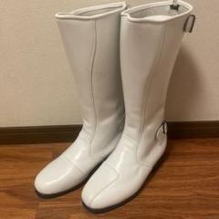 レトロ 革製ロングブーツ 白 26cm セール】【REVIVAL】厚底チャンキーストレッチロングブーツ
