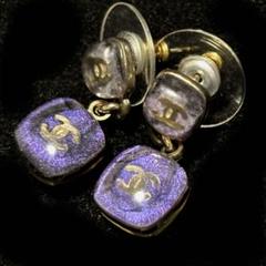 海外ブランド  美品 シャネルピアス CHANELピアス ココマーク パープル レジン アクセサリー