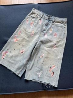クラシック SONGAADON 24FW カートゥーンワッペン ペイントデニムショート パンツ