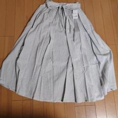 新品anaotherangelus 後ろリボン　ストライプ柄スカート　グレー