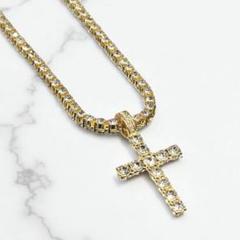 クロスペンダント テニスチェーン 50cm 幅4mm テニスネックレス ゴールド