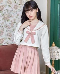 クリアストーン セーラー服 制服 コスプレ ピンク 3点セットのサムネイル