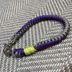 【Handmade】パラコード ハンドストラップ 紫 灰色 黄緑のサムネイル